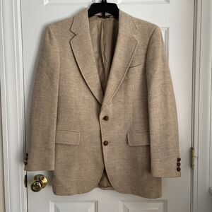 SHEFFORD MEN'S BLAZER 100% WOOL VINTAGE MADE IN U.S.A. COAT COLOR TAN